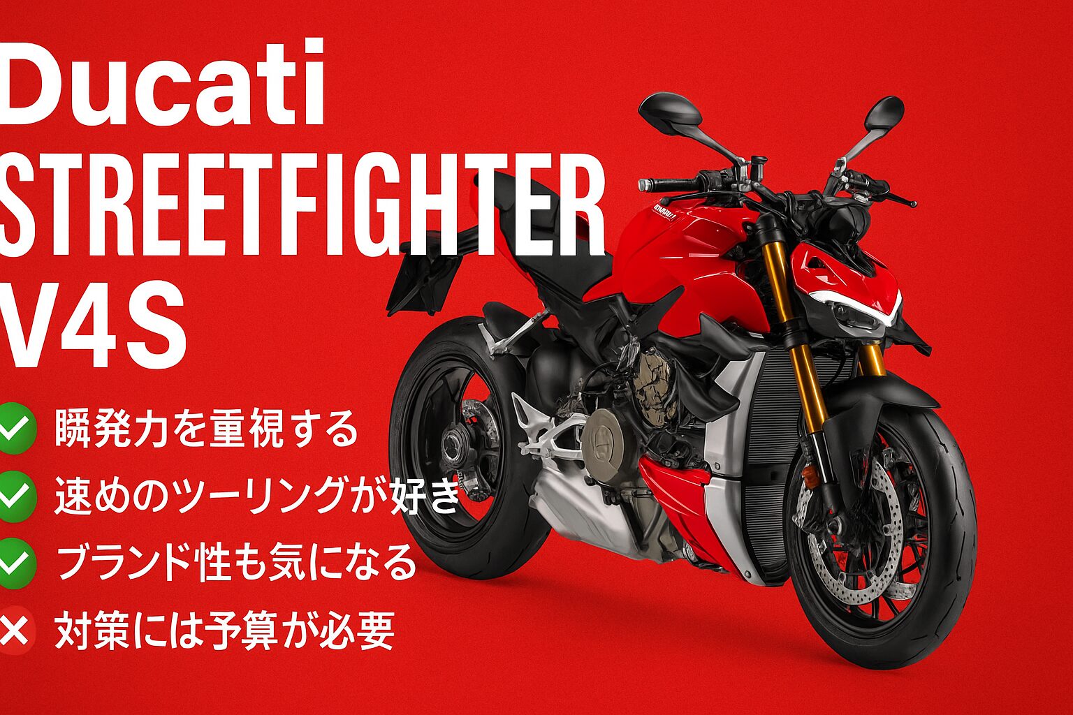 【知らないと後悔】Ducati Streetfighter V4Sは後悔する？評判・評価まとめ｜モンスター×ストリート超特化モデルの頂点【2025年版】