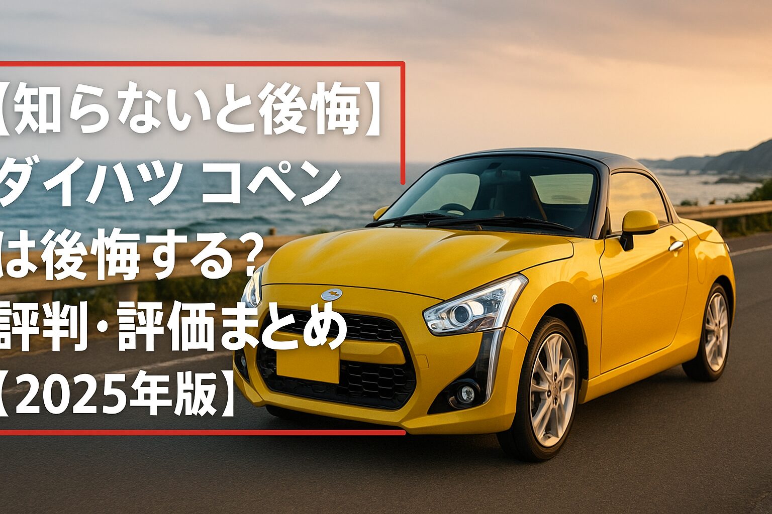 【知らないと後悔】ダイハツ コペンは後悔する？評判・評価まとめ｜軽オープン2シーター×電動ハードトップ【2025年版】